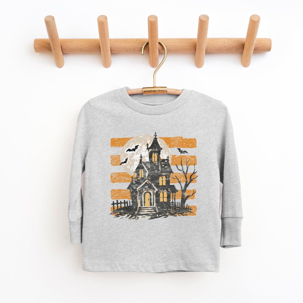 Haunted House Orange Stripes - Youth Long Sleeve Graphic product image 2
