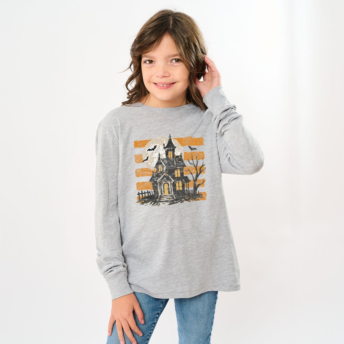 Haunted House Orange Stripes - Youth Long Sleeve Graphic product image 11