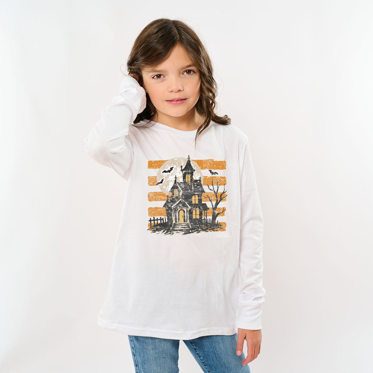 Haunted House Orange Stripes - Youth Long Sleeve Graphic product image 13