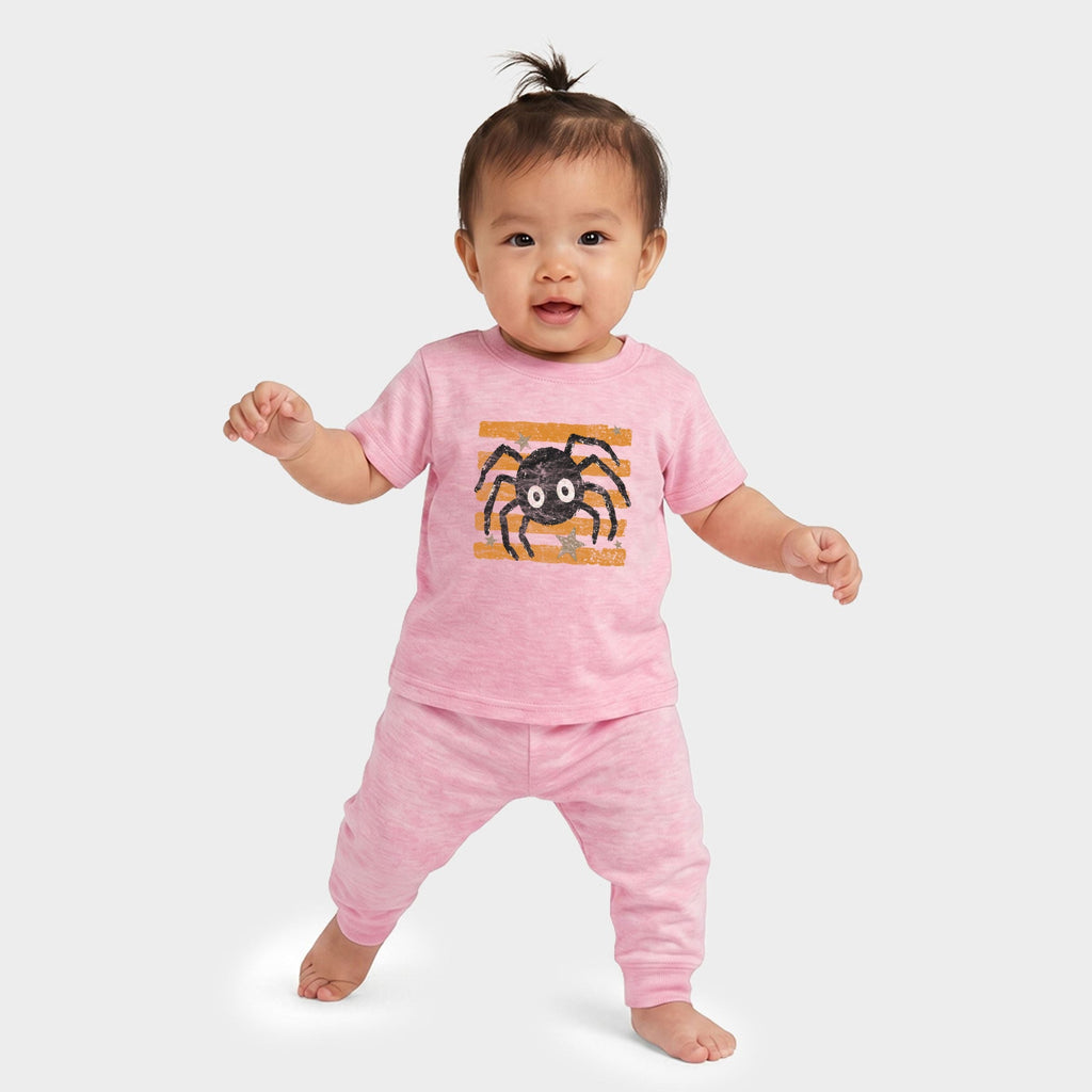 Spider Orange Stripes - Infant Jogger Pant Crew Set