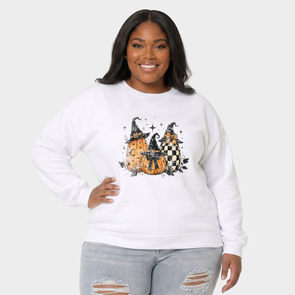 Witch Hat Pumpkins -  Women's Plus Sized Graphic Sweatshirt