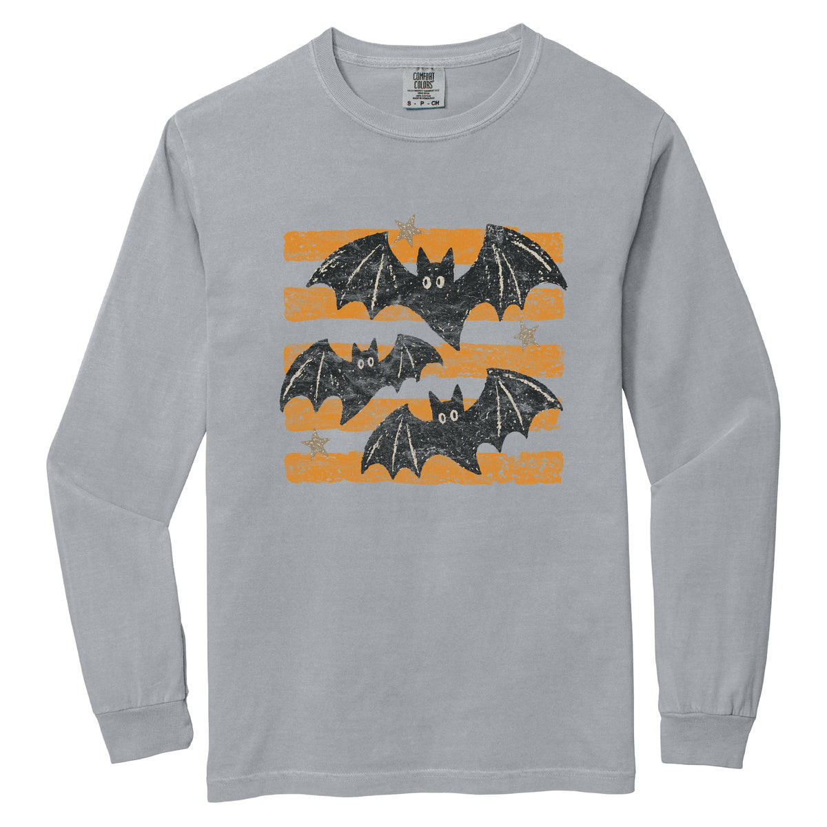 Bats Orange Stripes - Women's Garment Dyed Long Sleeve product image 2
