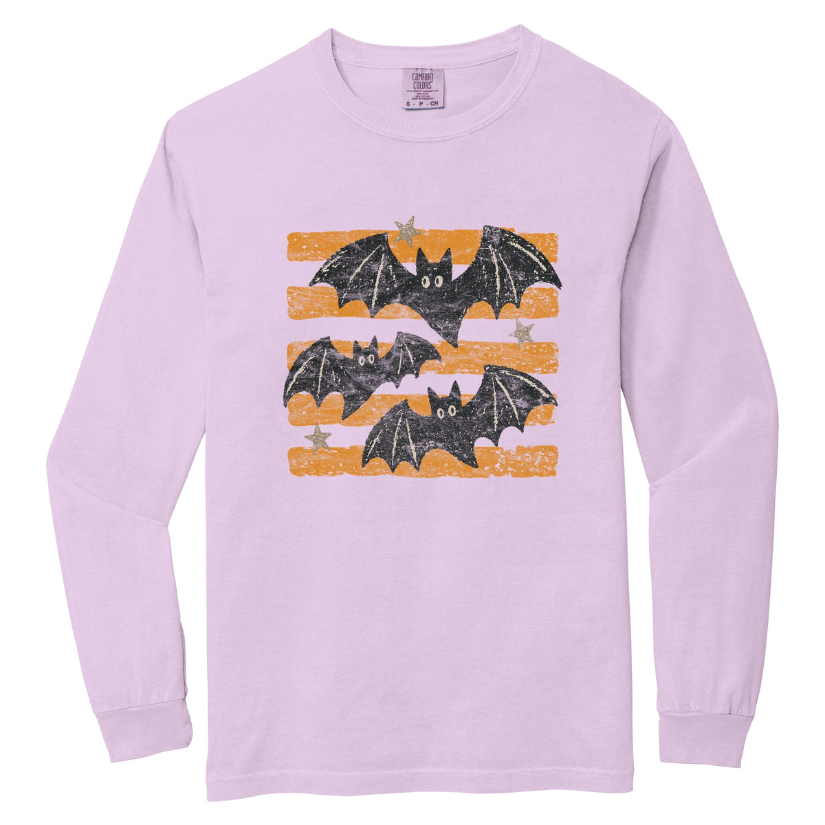 Bats Orange Stripes - Women's Garment Dyed Long Sleeve product image 5