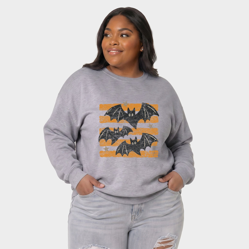 Bats Orange Stripes - Women's Plus Sized Graphic Sweatshirt product image 5