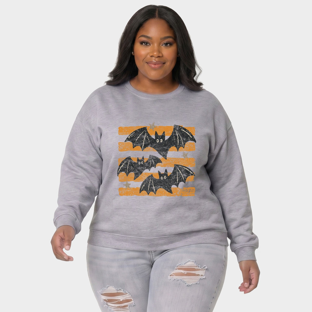 Bats Orange Stripes - Women's Plus Sized Graphic Sweatshirt product image 11