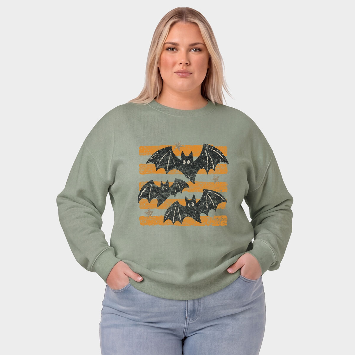 Bats Orange Stripes - Women's Plus Sized Graphic Sweatshirt product image 13