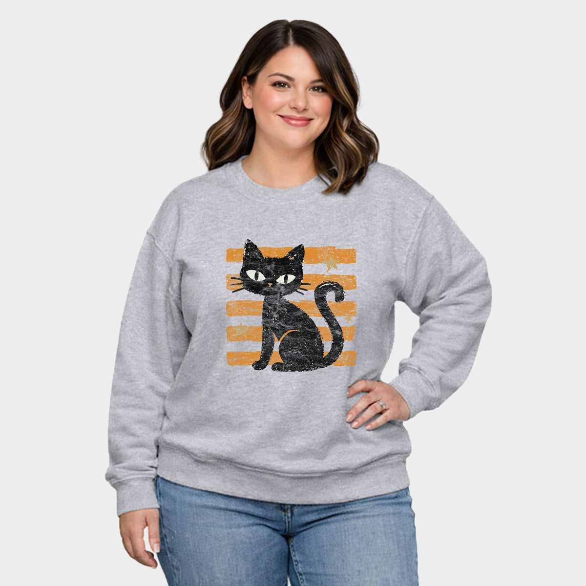Black Cat Orange Stripes - Women's Plus Sized Graphic product image 4