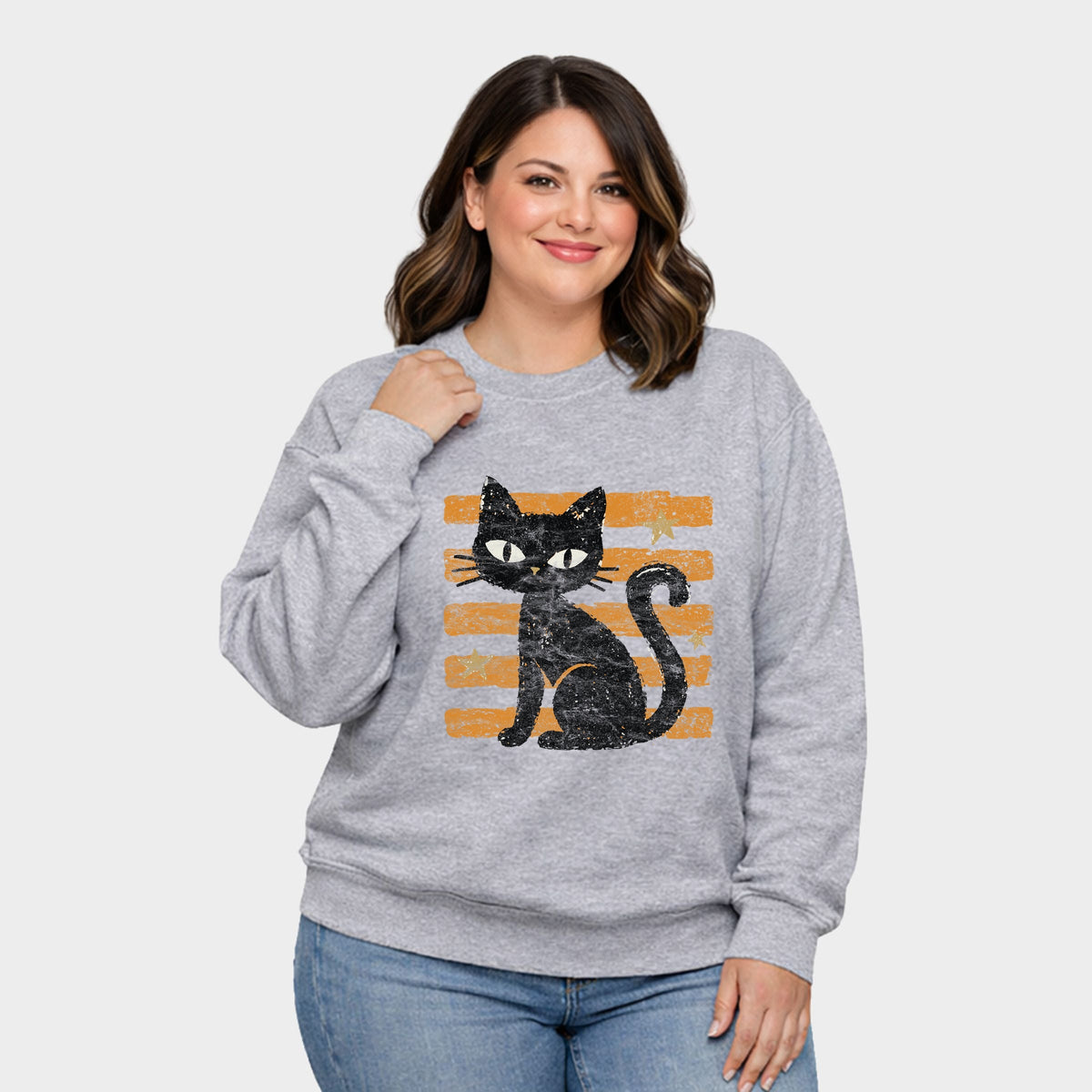 Black Cat Orange Stripes - Women's Plus Sized Graphic product image 5