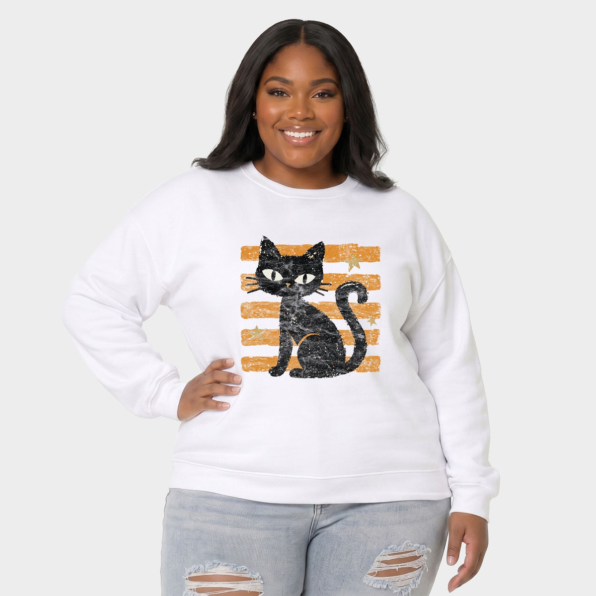 Black Cat Orange Stripes - Women's Plus Sized Graphic product image 2