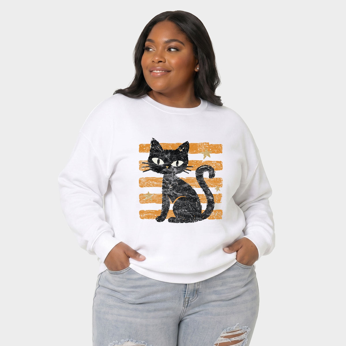 Black Cat Orange Stripes - Women's Plus Sized Graphic product image 1