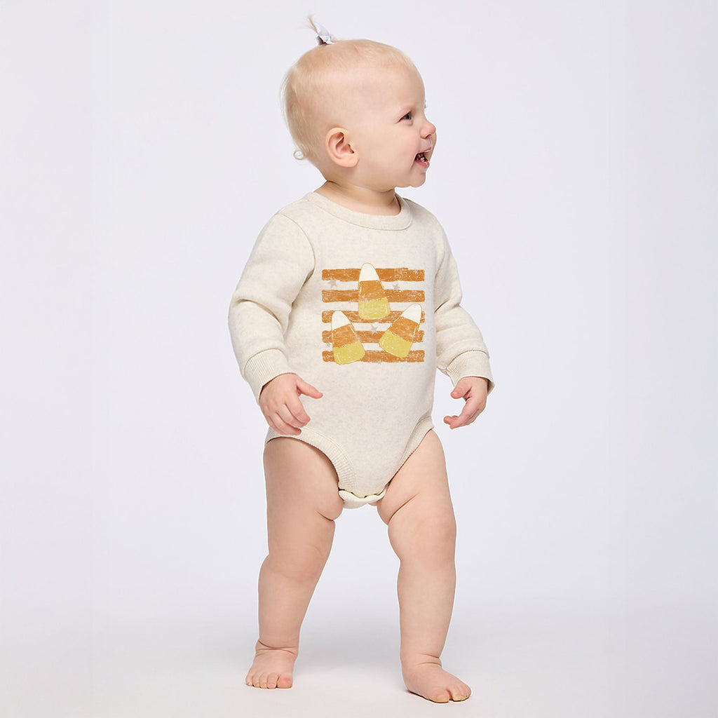 Candy Corn Orange Stripes - Infant Fleece BodySuit