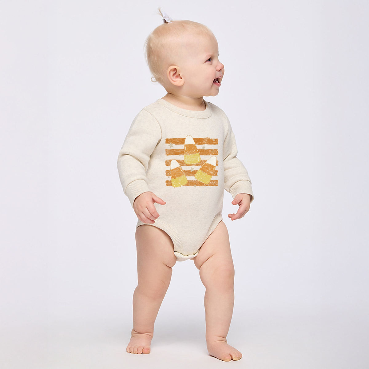 Candy Corn Orange Stripes - Infant Fleece BodySuit