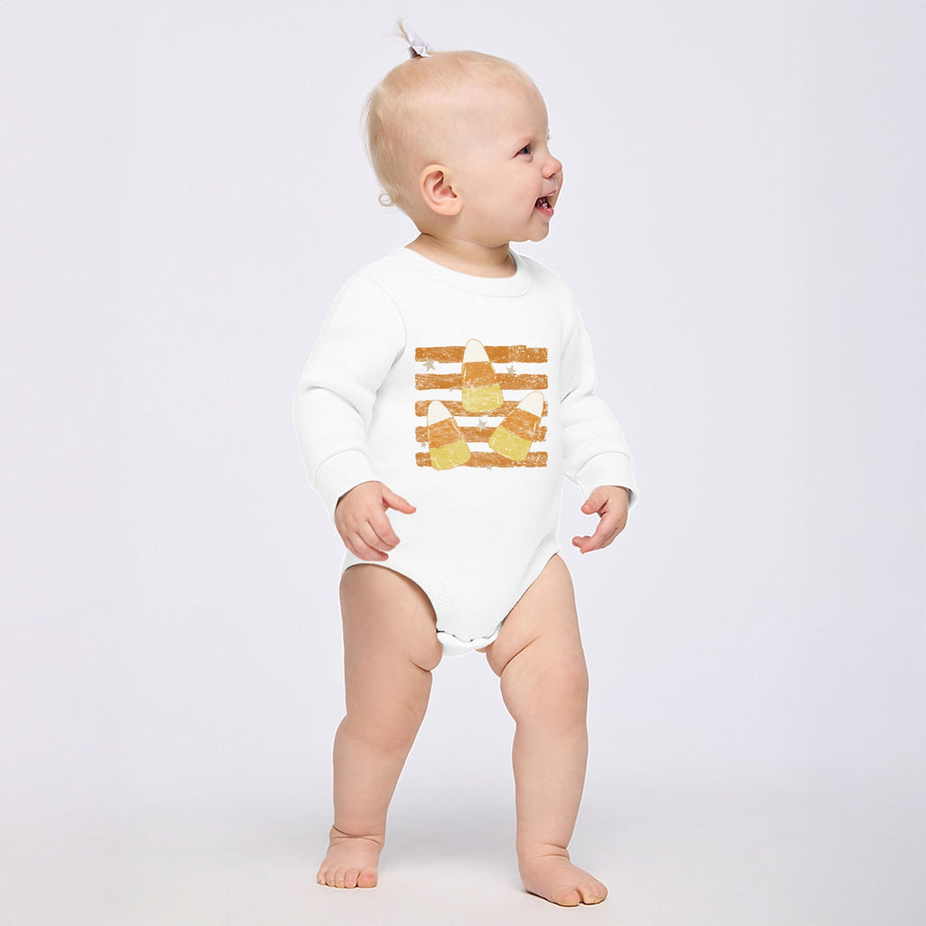 Candy Corn Orange Stripes - Infant Fleece BodySuit