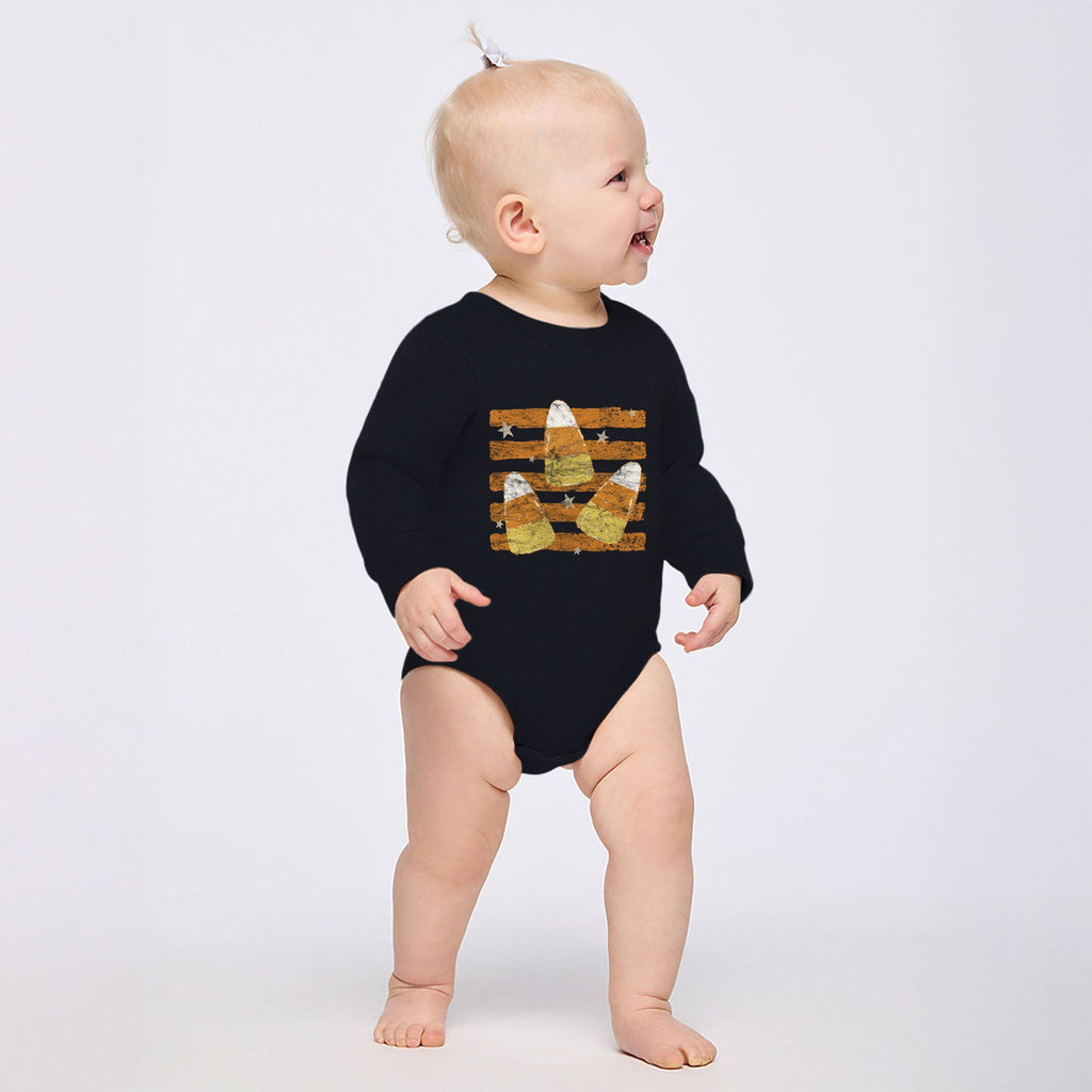 Candy Corn Orange Stripes - Infant Fleece BodySuit