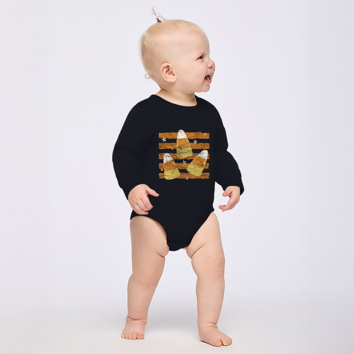 Candy Corn Orange Stripes - Infant Fleece BodySuit