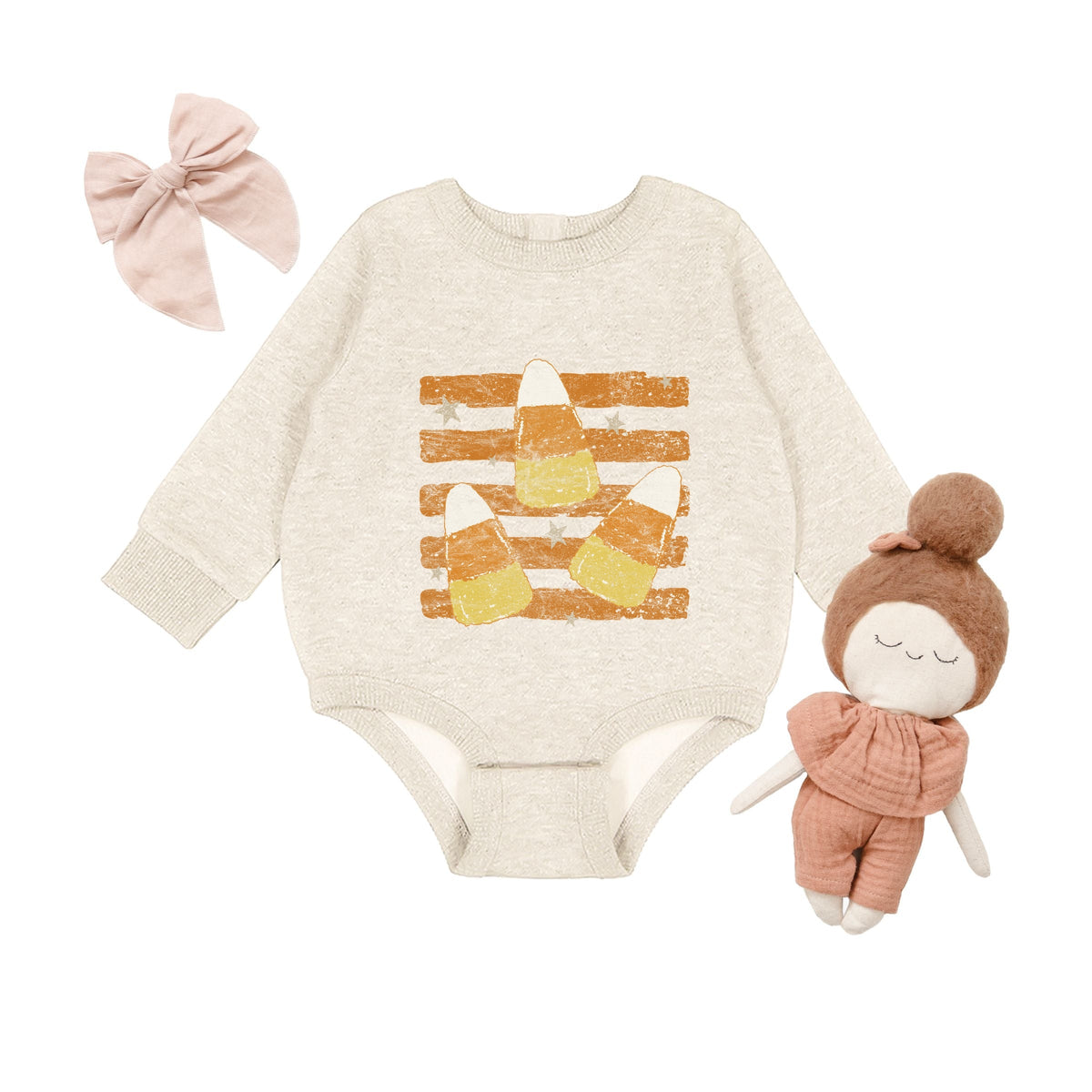 Candy Corn Orange Stripes - Infant Fleece BodySuit