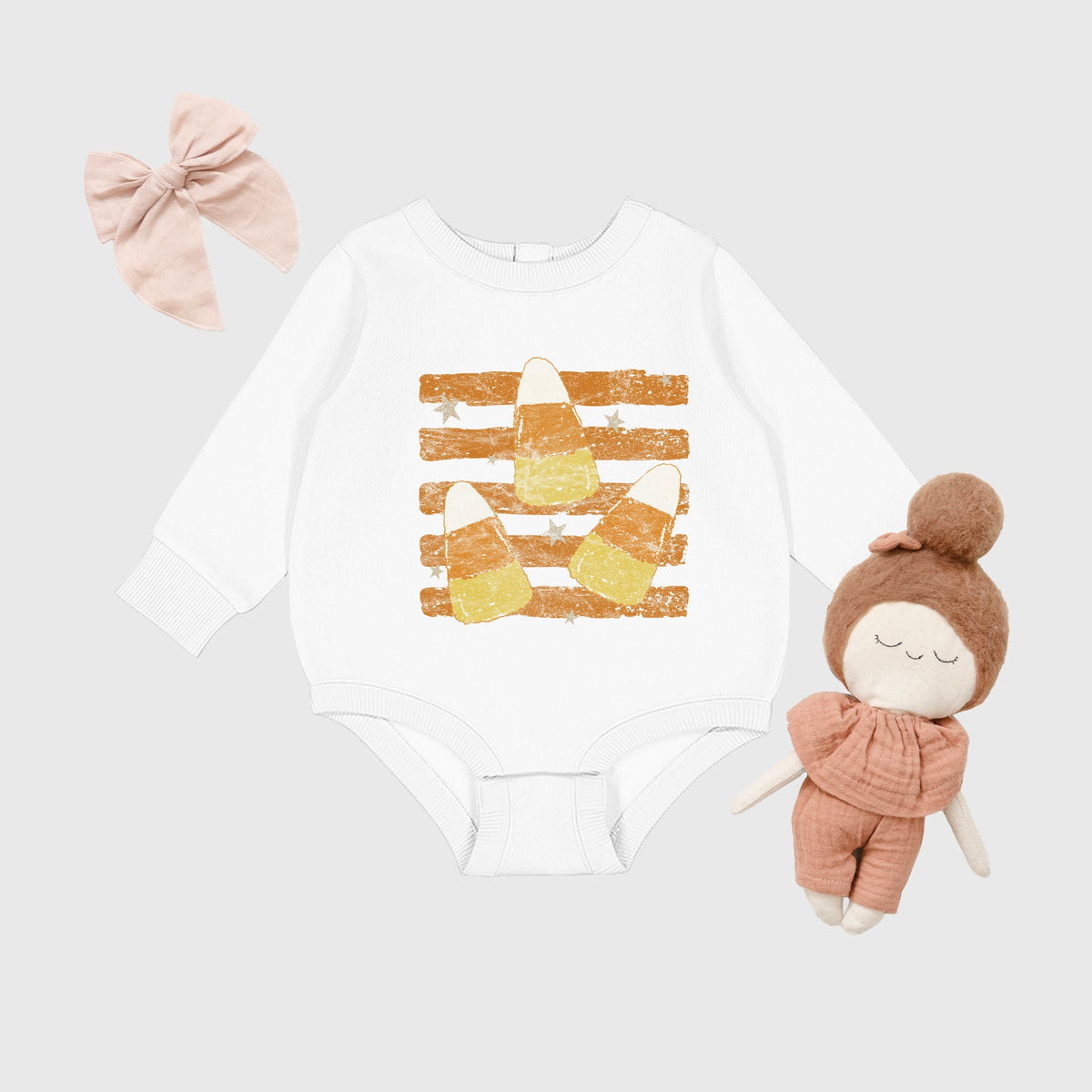 Candy Corn Orange Stripes - Infant Fleece BodySuit