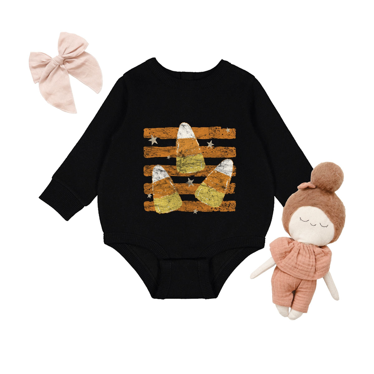 Candy Corn Orange Stripes - Infant Fleece BodySuit