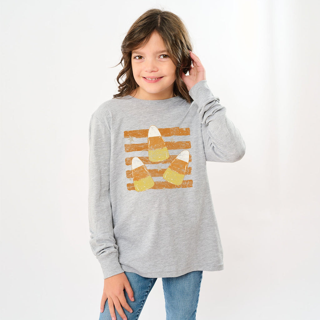 Candy Corn Orange Stripes - Youth Long Sleeve Graphic product image 4