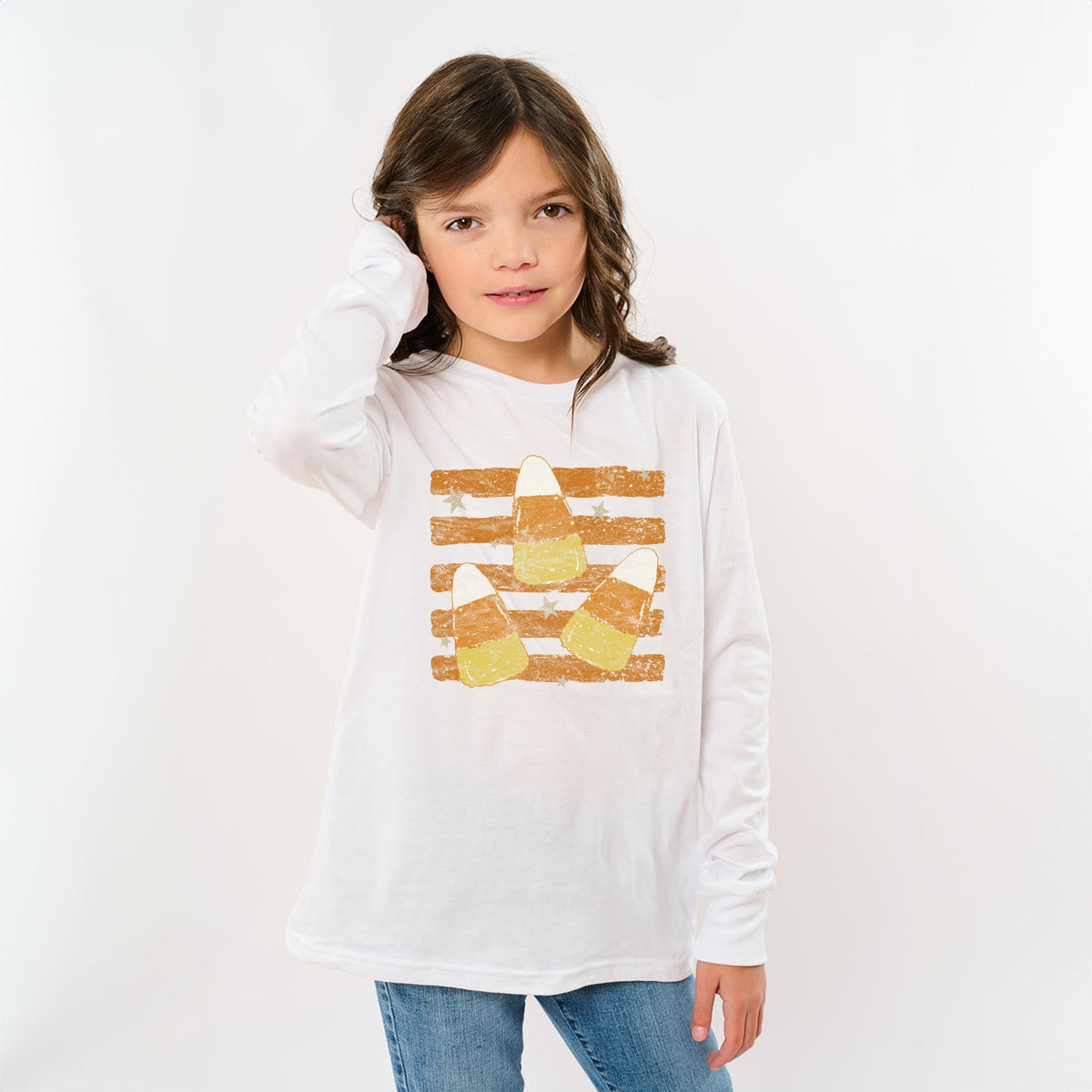 Candy Corn Orange Stripes - Youth Long Sleeve Graphic product image 7