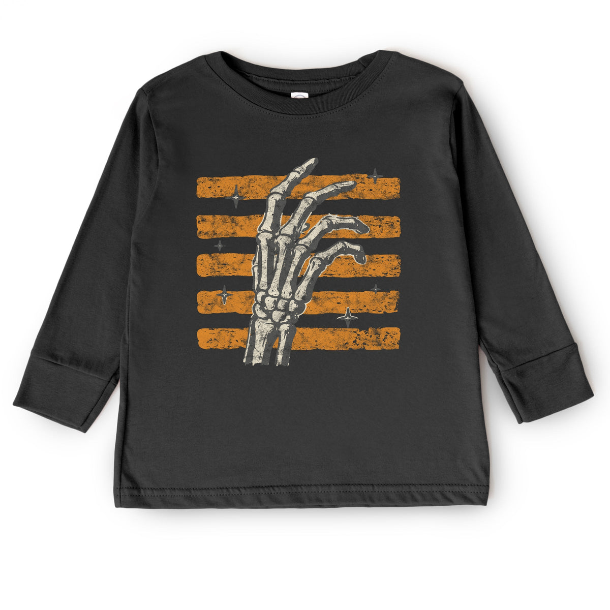 Skeleton Hand Orange Stripes - Toddler Long Sleeve Graphic product image 2