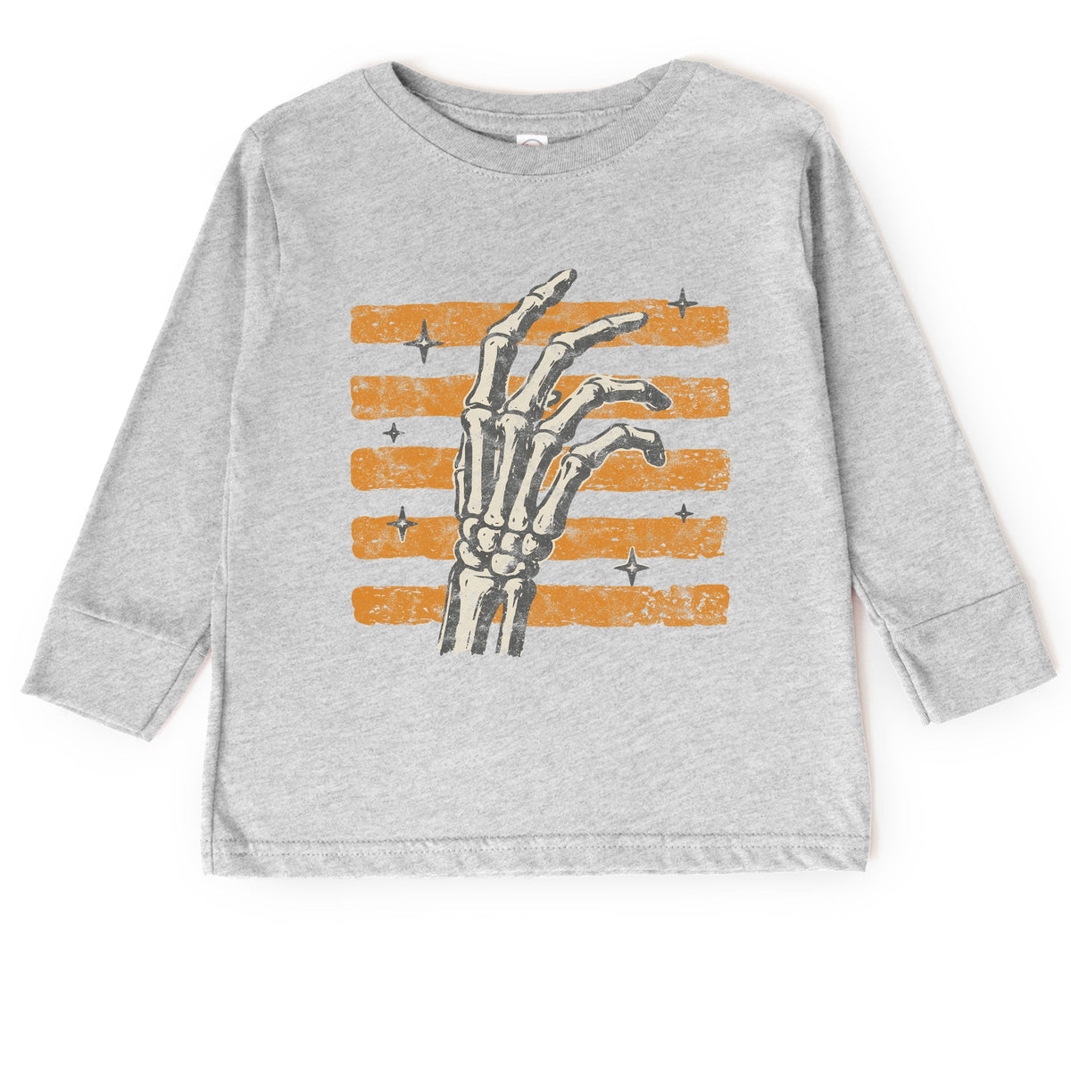 Skeleton Hand Orange Stripes - Toddler Long Sleeve Graphic product image 4