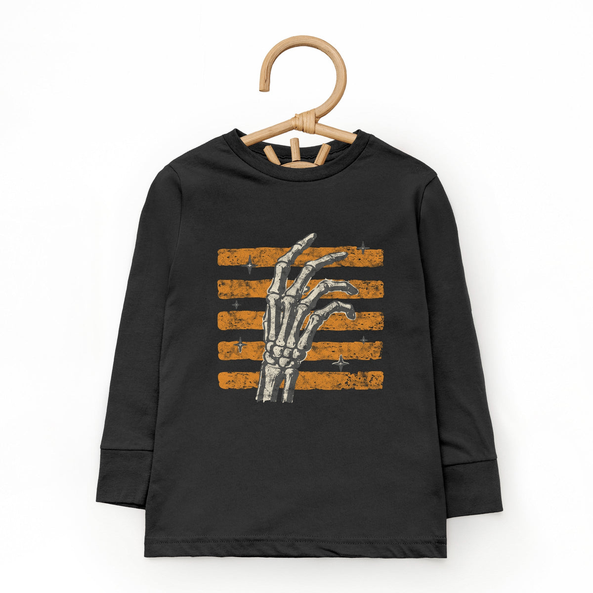 Skeleton Hand Orange Stripes - Toddler Long Sleeve Graphic product image 1