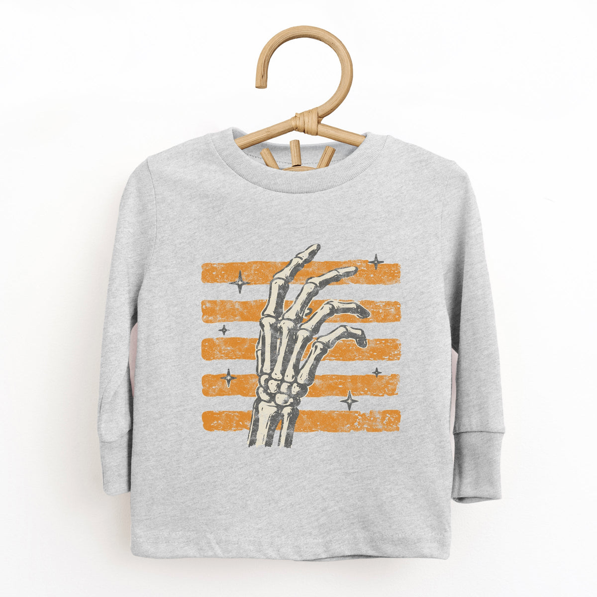 Skeleton Hand Orange Stripes - Toddler Long Sleeve Graphic product image 5