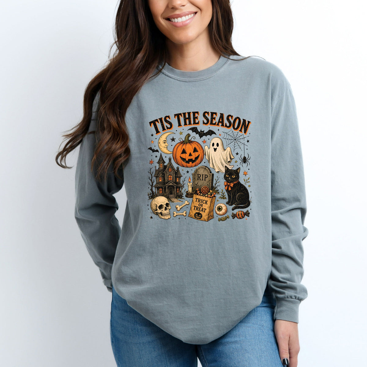 Tis The Season Haloween Collage - Women's Garment Dyed Long product image 1