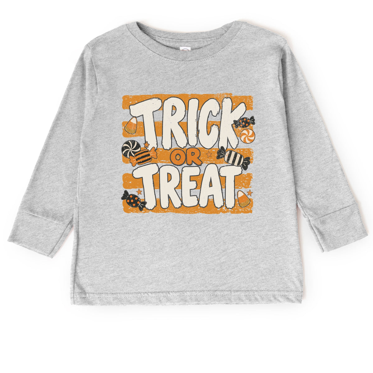 Trick or Treat Orange Stripes - Toddler Long Sleeve Graphic product image 4
