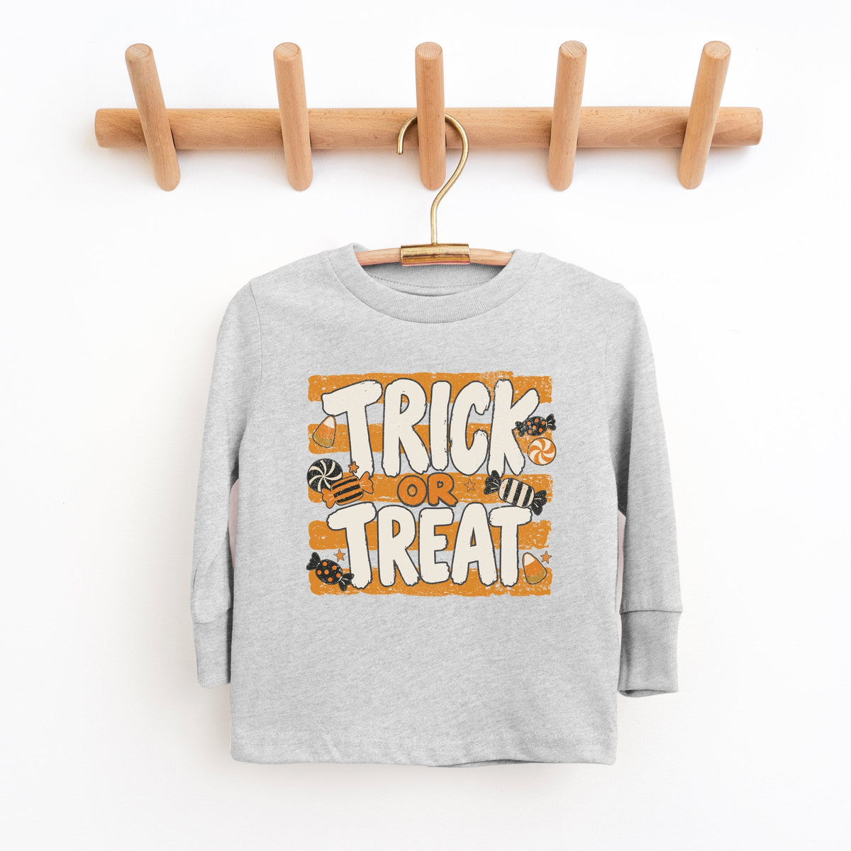 Trick or Treat Orange Stripes - Youth Long Sleeve Graphic product image 5