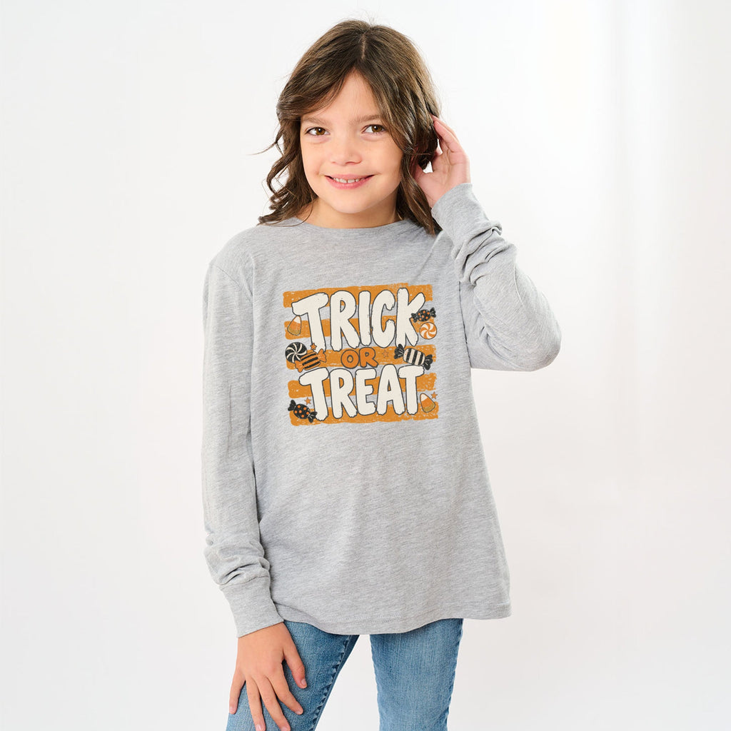 Trick or Treat Orange Stripes - Youth Long Sleeve Graphic product image 4