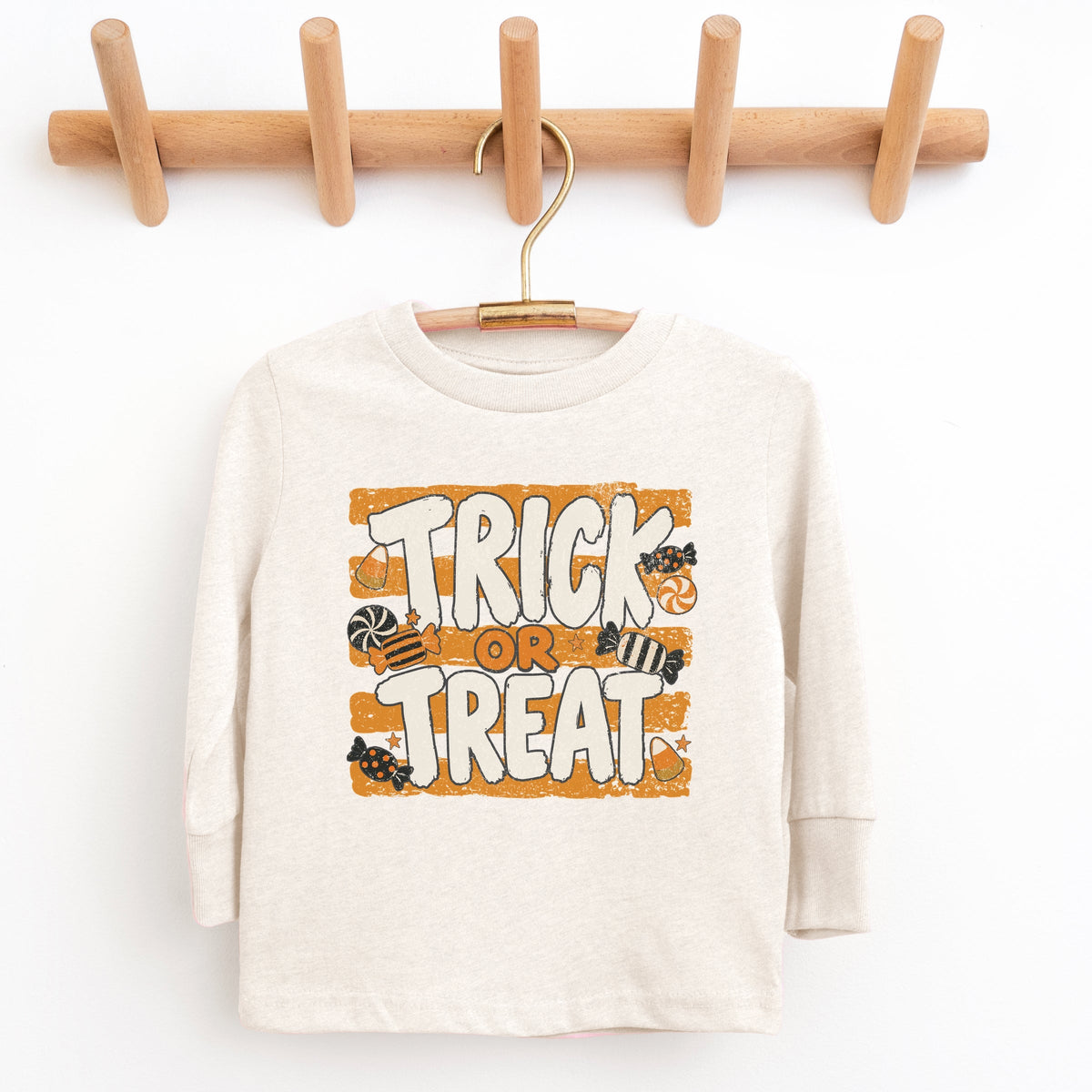 Trick or Treat Orange Stripes - Youth Long Sleeve Graphic product image 8