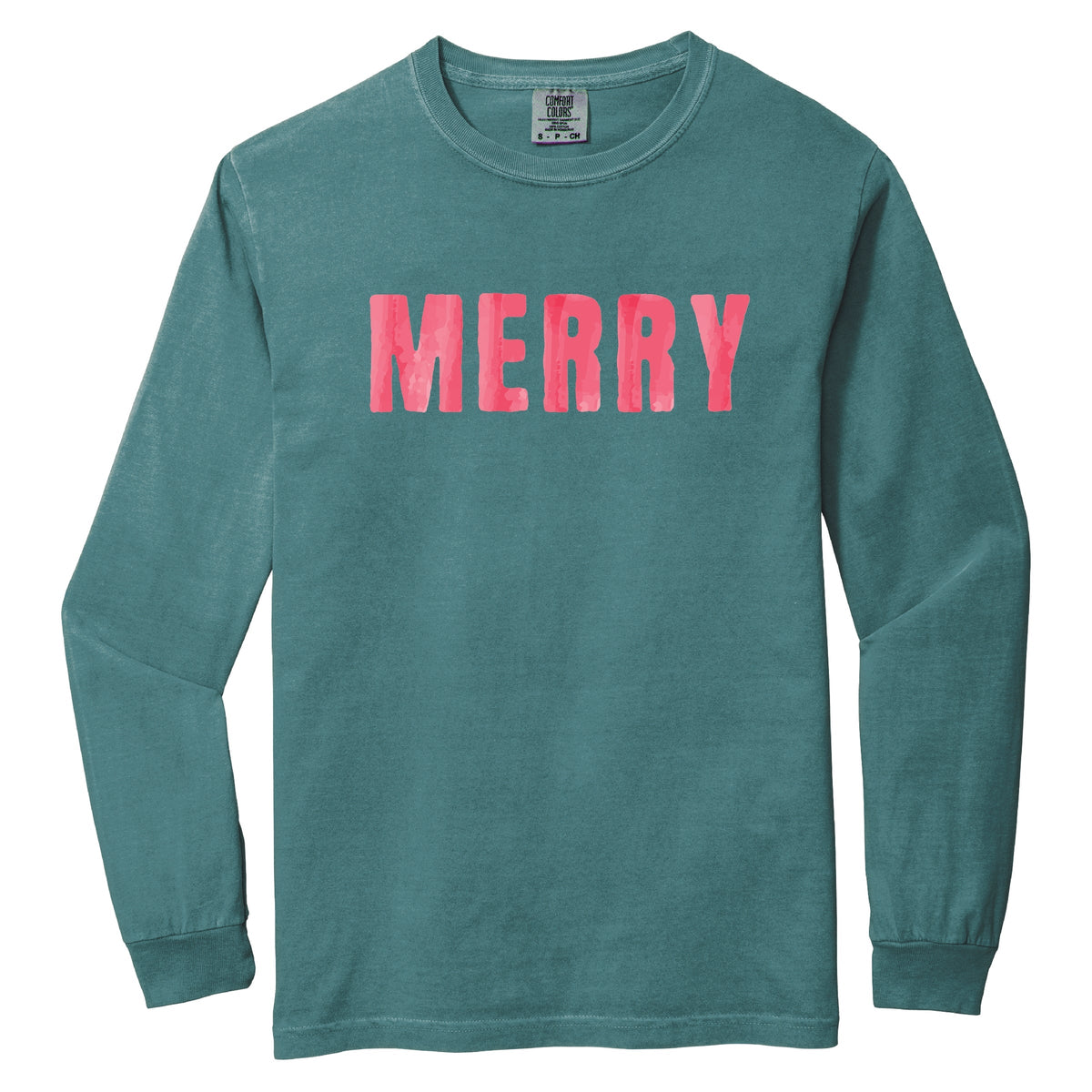 Merry Watercolor - Women's Garment Dyed Long Sleeve Graphic product image 2