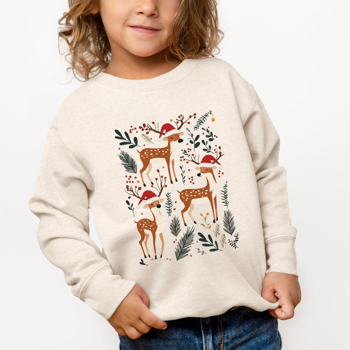 Christmas Deer and Foliage - Toddler Graphic Sweatshirt product image 4