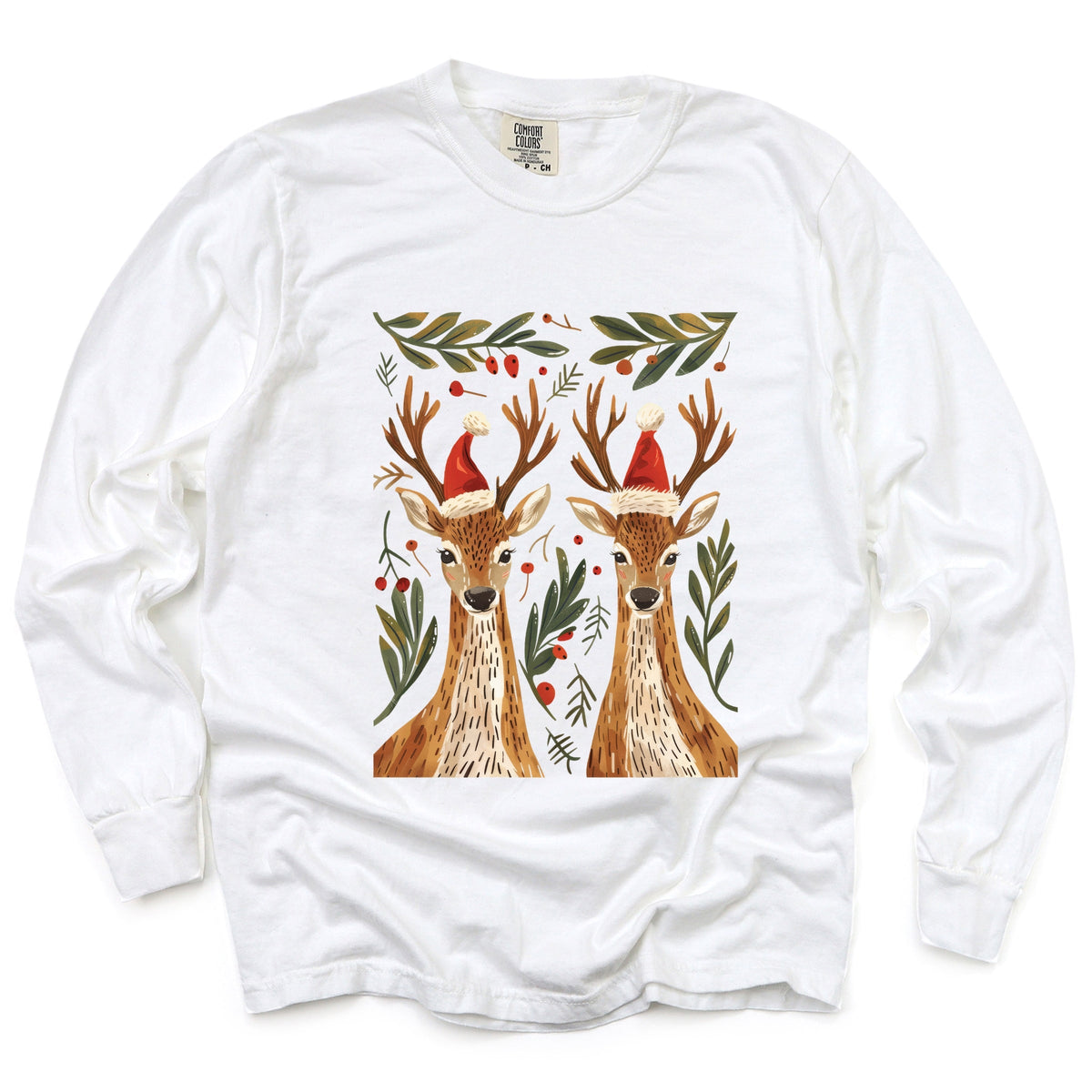 Christmas Deer Pair - Women's Garment Dyed Long Sleeve product image 11