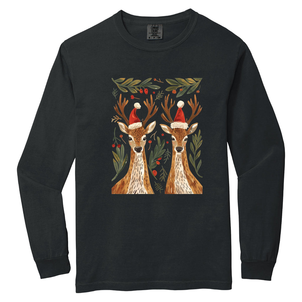 Christmas Deer Pair - Women's Garment Dyed Long Sleeve product image 2