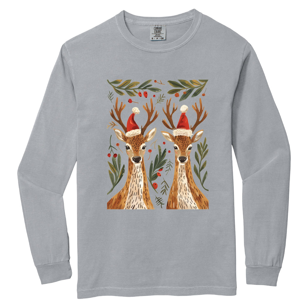 Christmas Deer Pair - Women's Garment Dyed Long Sleeve product image 5
