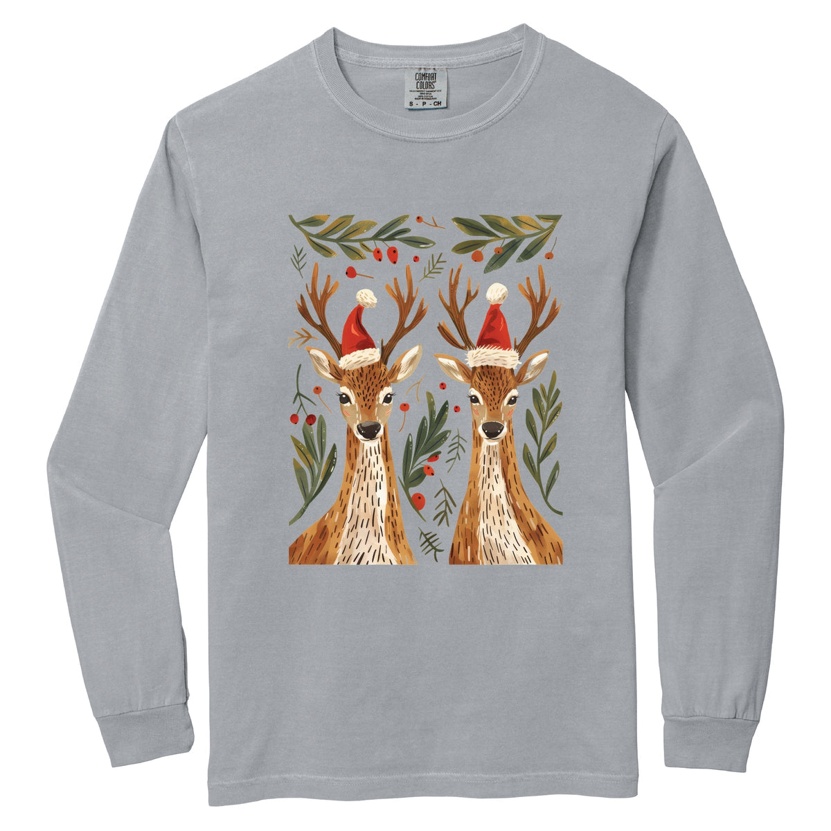Christmas Deer Pair - Women's Garment Dyed Long Sleeve product image 5