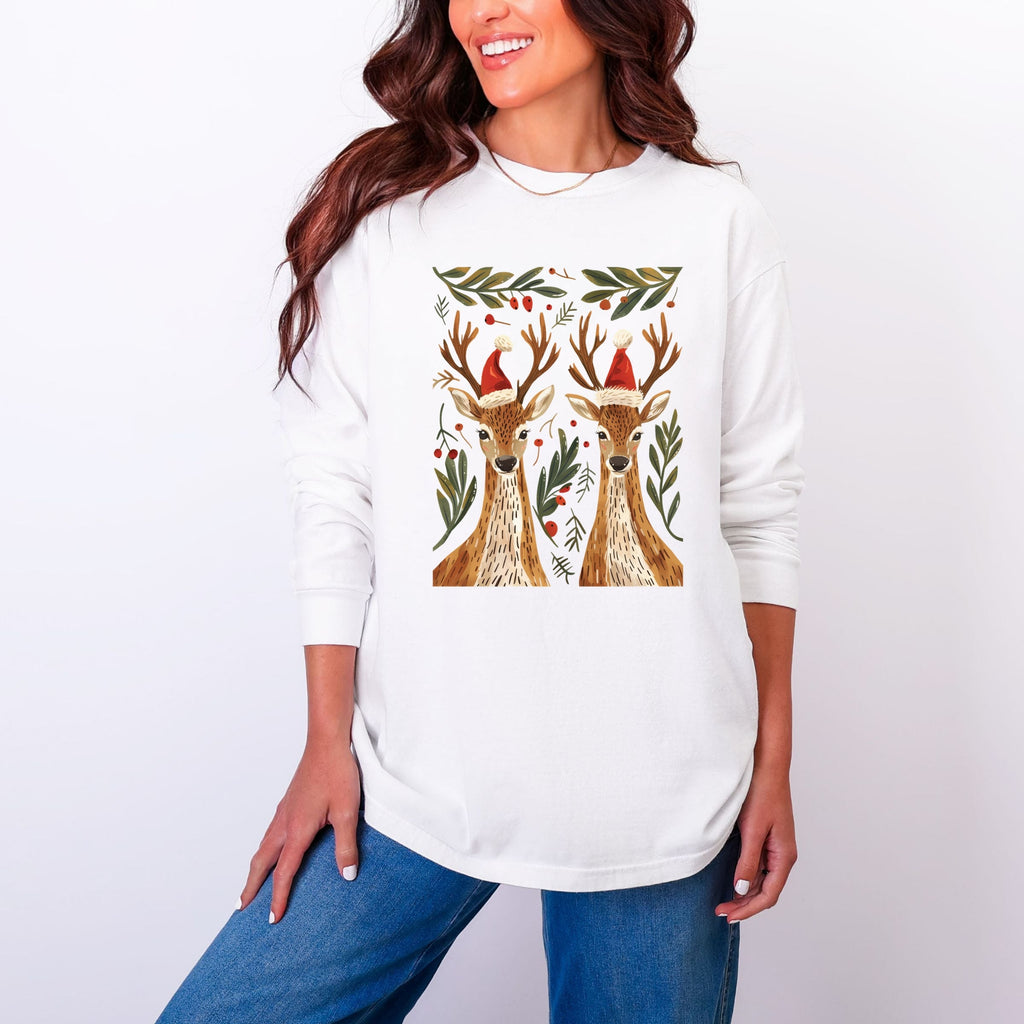 Christmas Deer Pair - Women's Garment Dyed Long Sleeve product image 10