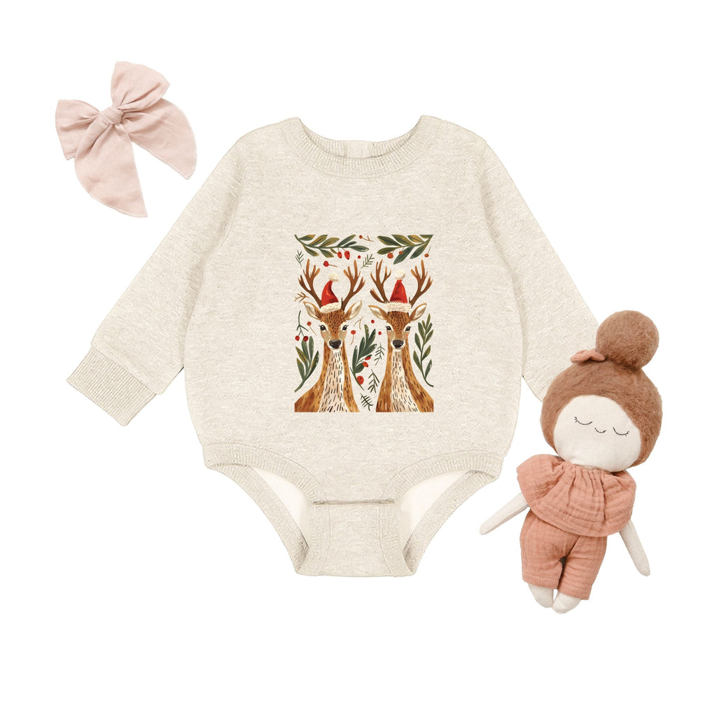 Christmas Deer Pair - Infant Fleece BodySuit