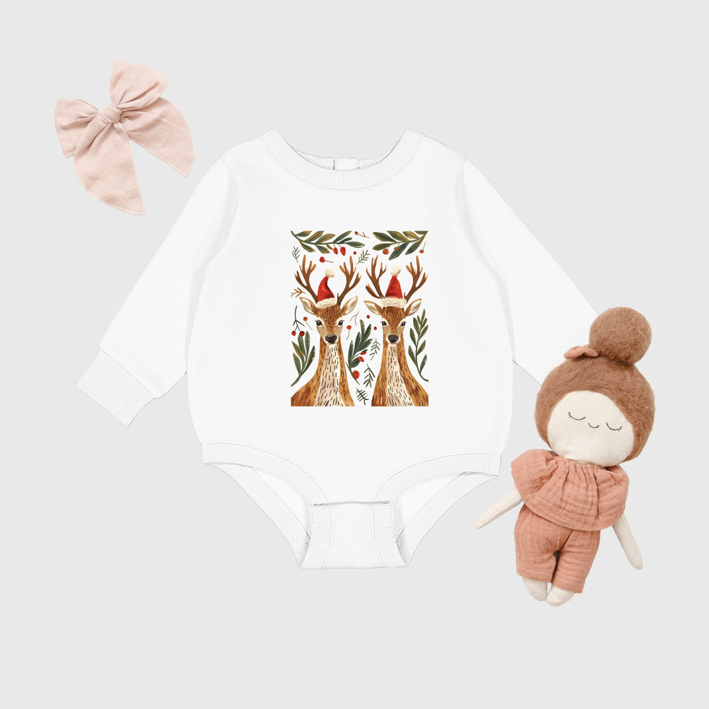 Christmas Deer Pair - Infant Fleece BodySuit