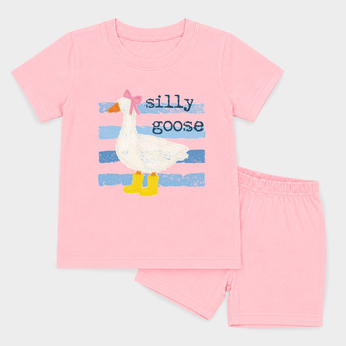 Silly Goose Blue Stripes - Toddler Crew Shorts Set product image 11
