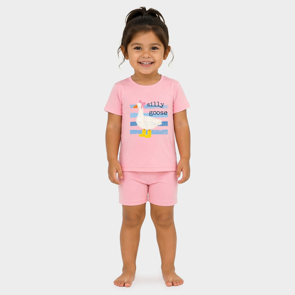 Silly Goose Blue Stripes - Toddler Crew Shorts Set product image 1