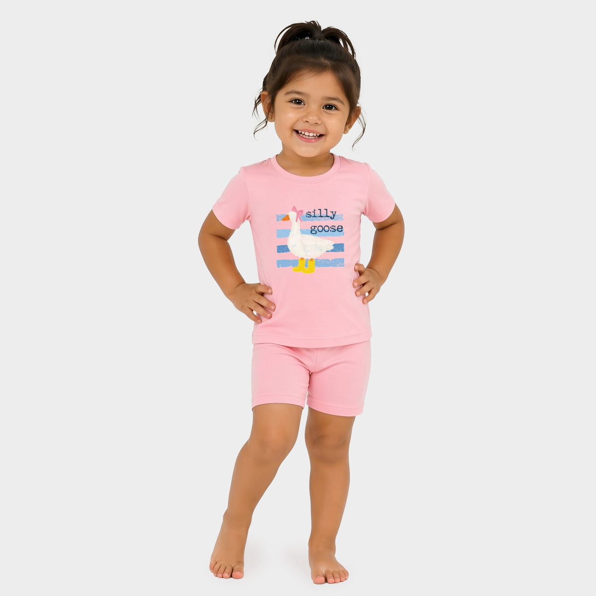 Silly Goose Blue Stripes - Toddler Crew Shorts Set product image 2