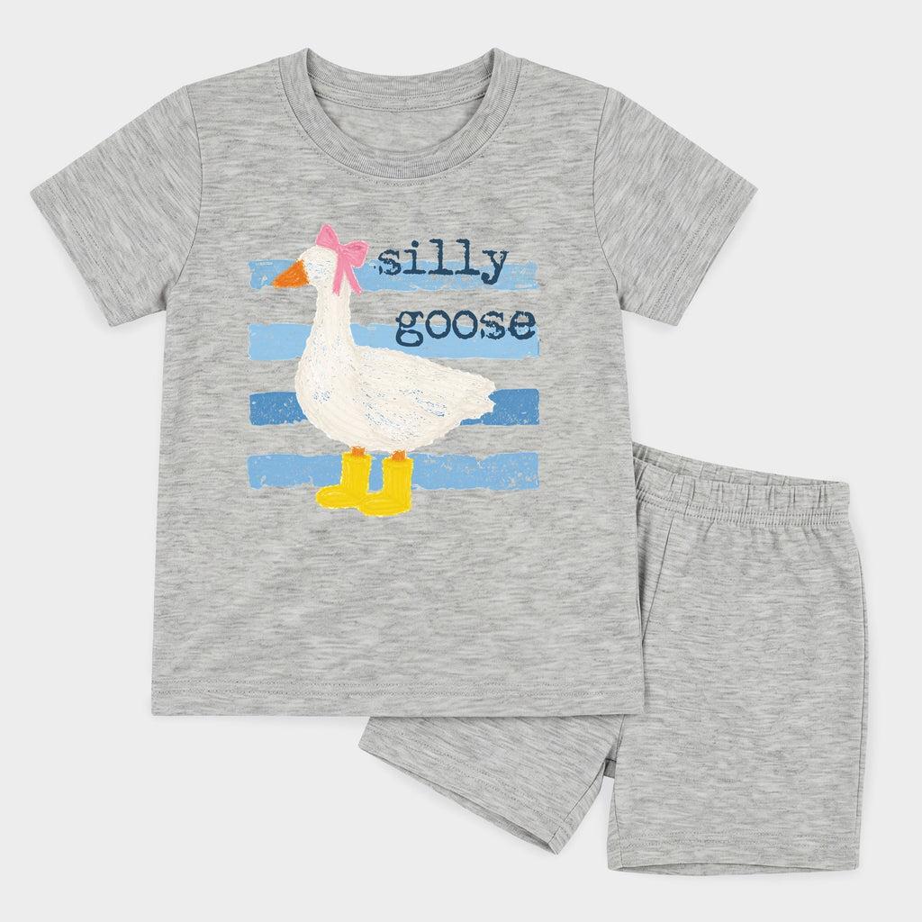 Silly Goose Blue Stripes - Toddler Crew Shorts Set product image 13