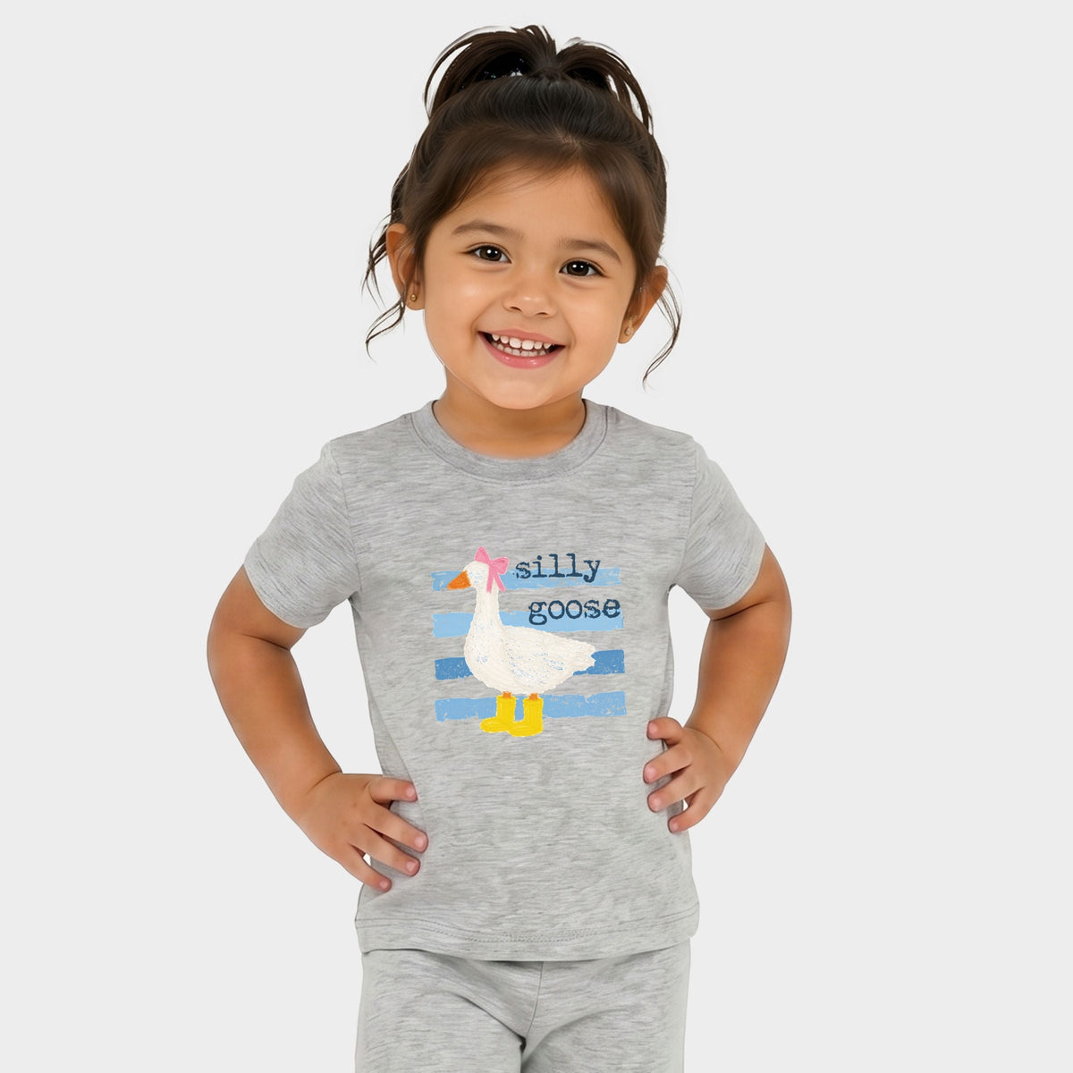 Silly Goose Blue Stripes - Toddler Crew Shorts Set product image 4