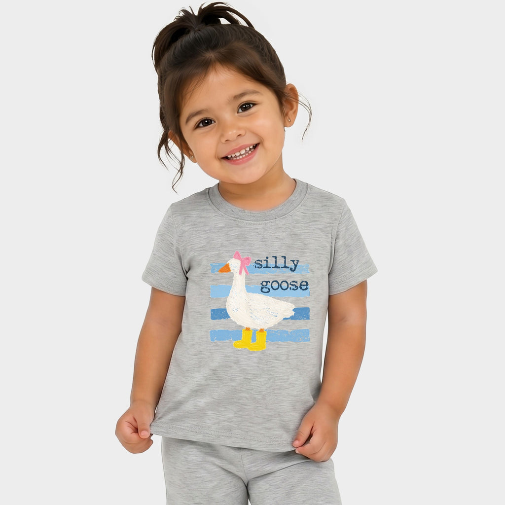 Silly Goose Blue Stripes - Toddler Crew Shorts Set product image 5