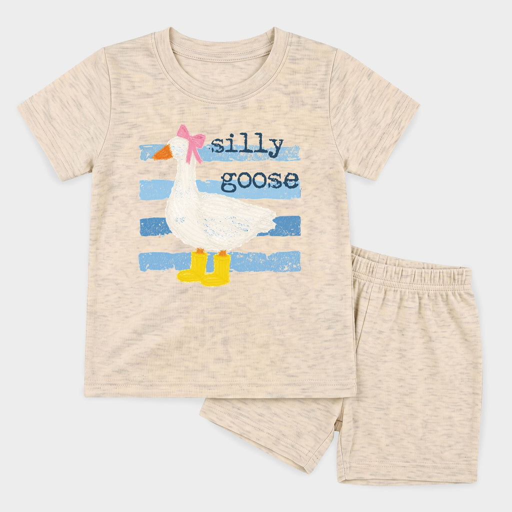 Silly Goose Blue Stripes - Toddler Crew Shorts Set product image 12