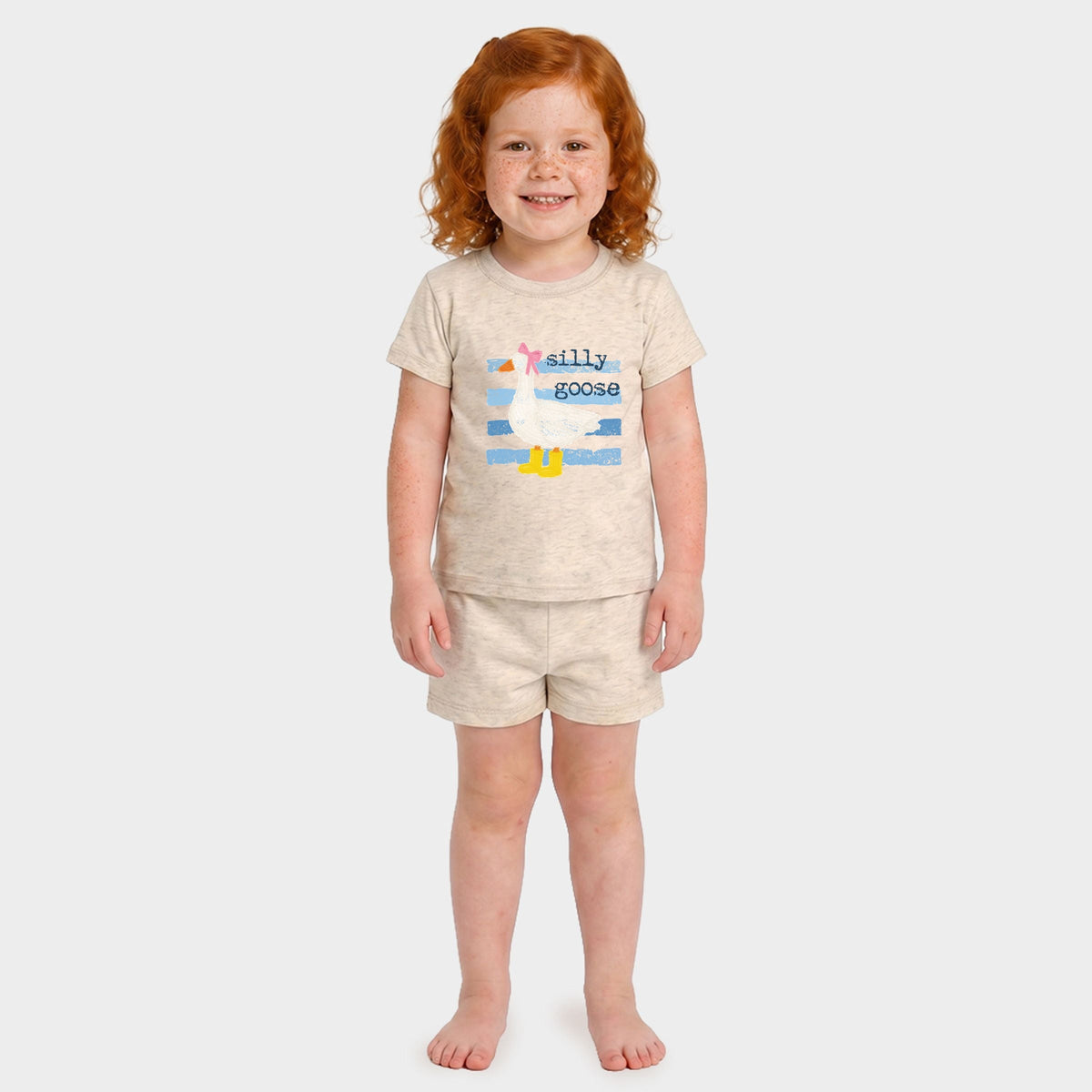 Silly Goose Blue Stripes - Toddler Crew Shorts Set product image 7